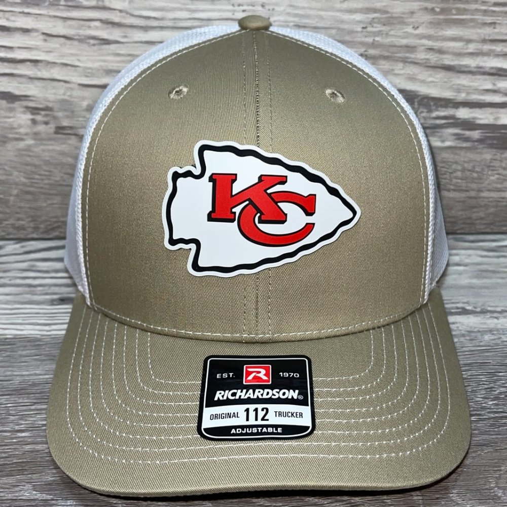 Kansas City Chiefs 3D Patch Snapback Trucker Hat- Tan/ White
